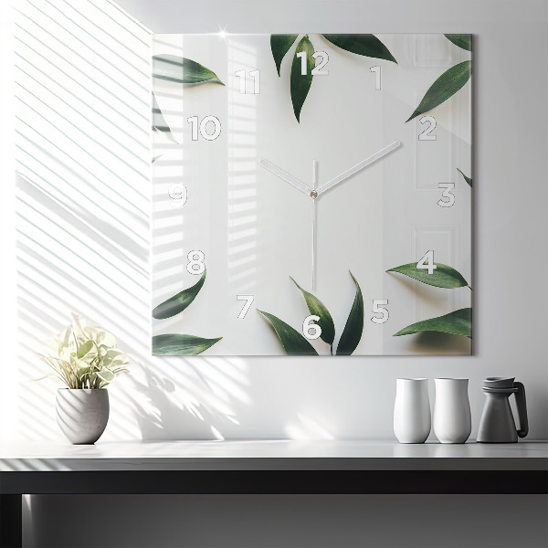 Kwadratowy zegar Ramka z liści