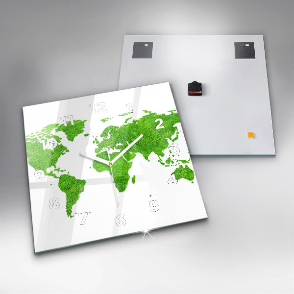 Kwadratowy zegar Mapa zielona trawa