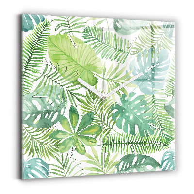 Kwadratowy zegar Zielone liście