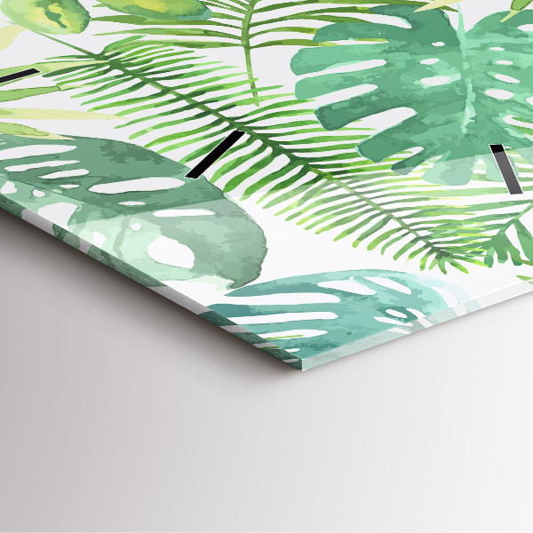 Kwadratowy zegar Zielone liście