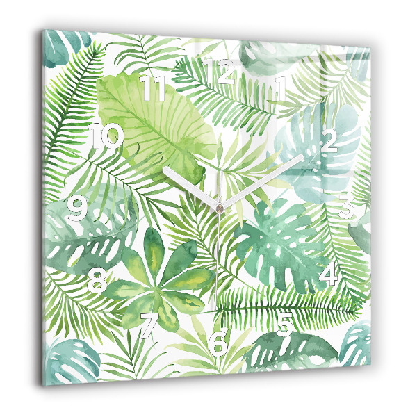 Kwadratowy zegar Zielone liście