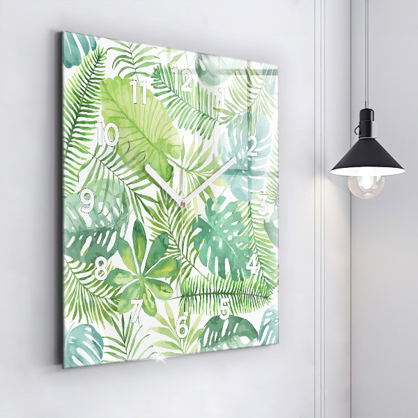 Kwadratowy zegar Zielone liście