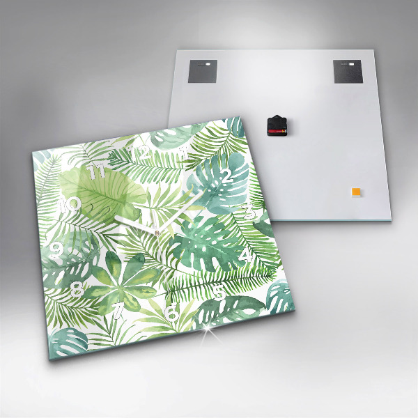 Kwadratowy zegar Zielone liście