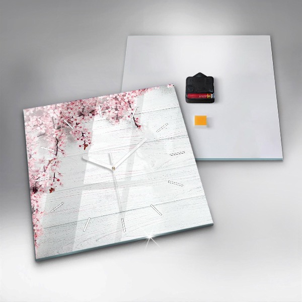 Kwadratowy zegar Wiosenne kwiaty