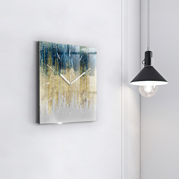 Zegar na ścianę kwadratowy Dekoracyjny wzór i złoto