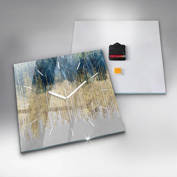 Zegar na ścianę kwadratowy Dekoracyjny wzór i złoto