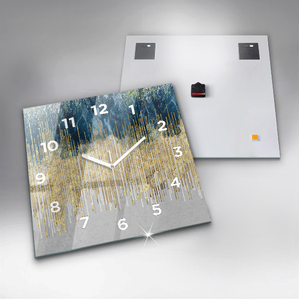 Zegar na ścianę kwadratowy Dekoracyjny wzór i złoto