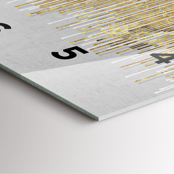 Zegar na ścianę kwadratowy Dekoracyjny wzór i złoto