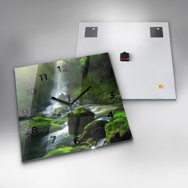 Zegar na ścianę kwadratowy Wodospad i skały