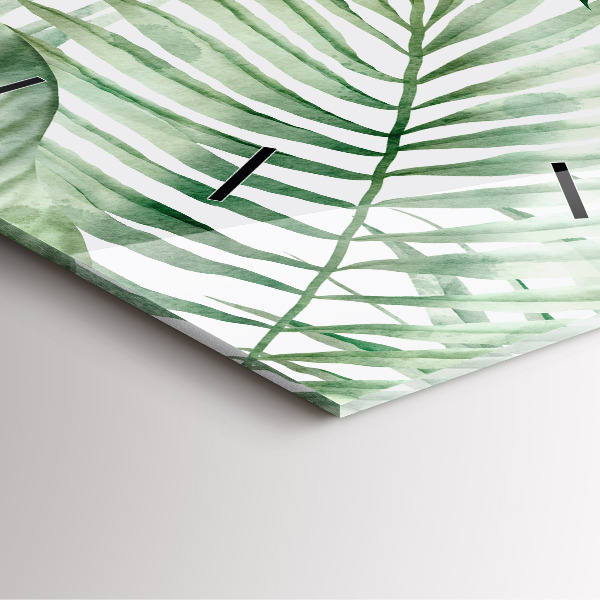 Zegar na ścianę kwadratowy Malowane liście roślin