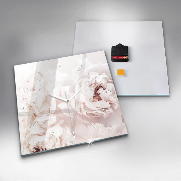 Zegar na ścianę kwadratowy Kwiaty piwonii
