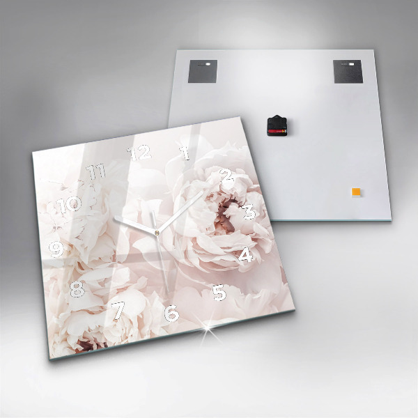Zegar na ścianę kwadratowy Kwiaty piwonii