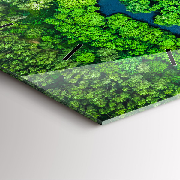 Zegar na ścianę kwadratowy Rzeka w lesie