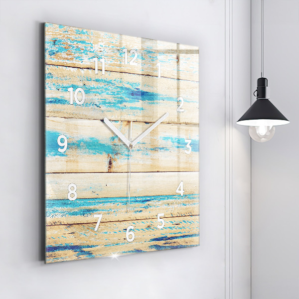 Kwadratowy zegar Porysowane drewno