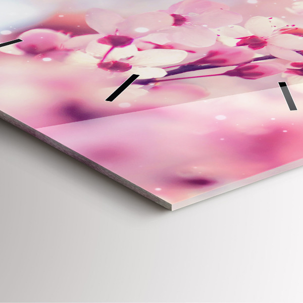 Kwadratowy zegar Kwiaty wiosna