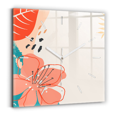 Zegar na ścianę kwadratowy Hawajskie rośliny