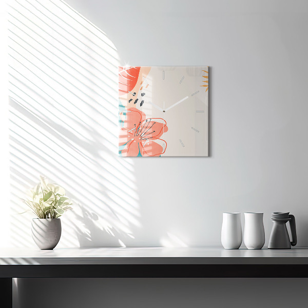 Zegar na ścianę kwadratowy Hawajskie rośliny