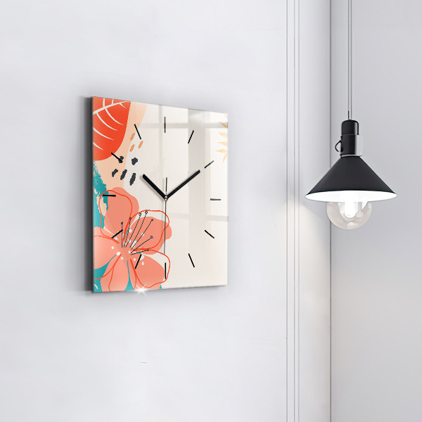 Zegar na ścianę kwadratowy Hawajskie rośliny