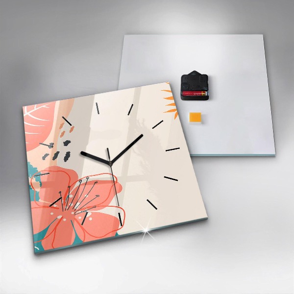 Zegar na ścianę kwadratowy Hawajskie rośliny