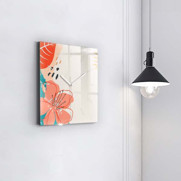 Zegar na ścianę kwadratowy Hawajskie rośliny