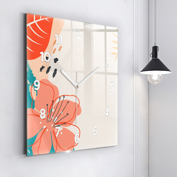 Zegar na ścianę kwadratowy Hawajskie rośliny