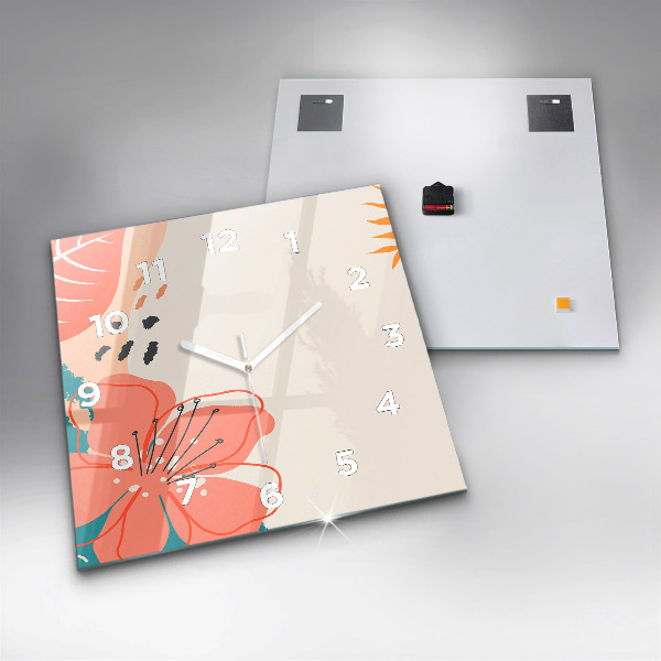 Zegar na ścianę kwadratowy Hawajskie rośliny