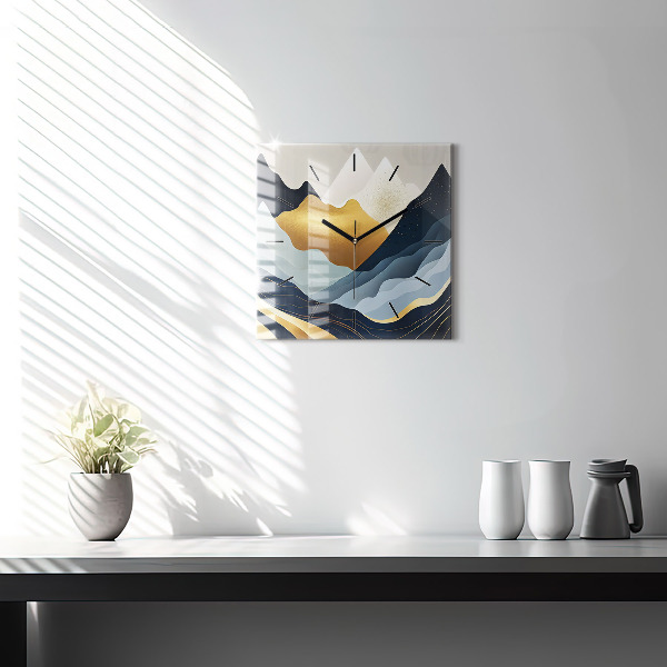 Zegar ścienny kwadratowy Abstrakcyjne góry