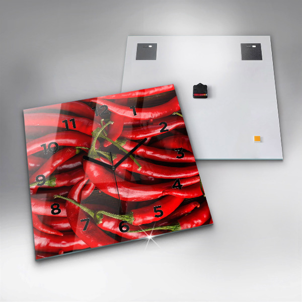 Zegar ścienny kwadratowy Ostre papryczki