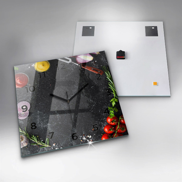 Zegar ścienny kwadratowy Warzywa na stole