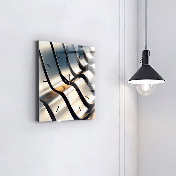 Zegar ścienny kwadratowy Srebrny wzór