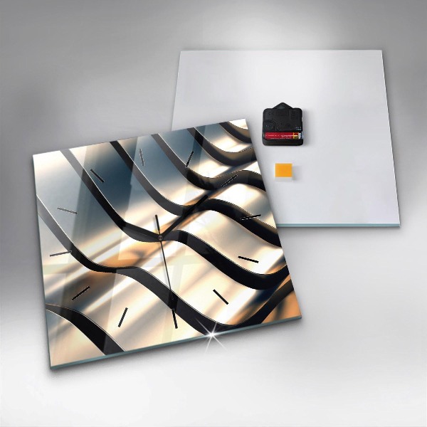 Zegar ścienny kwadratowy Srebrny wzór