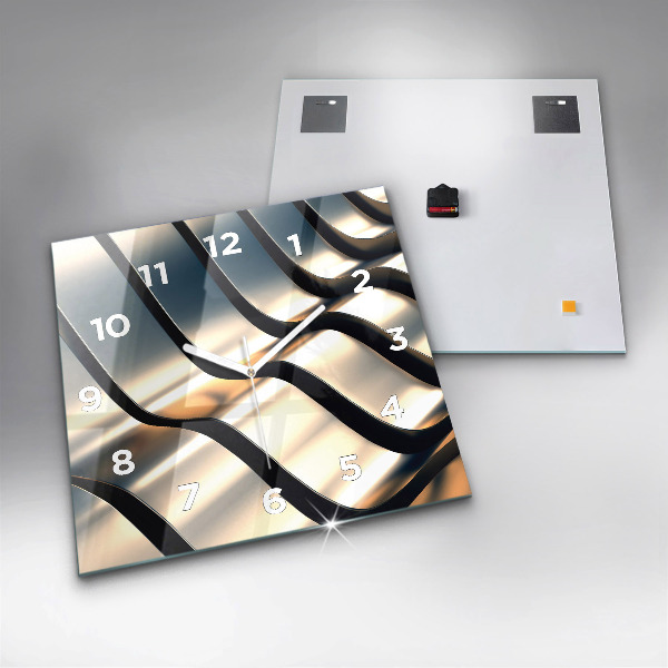 Zegar ścienny kwadratowy Srebrny wzór