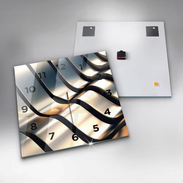 Zegar ścienny kwadratowy Srebrny wzór