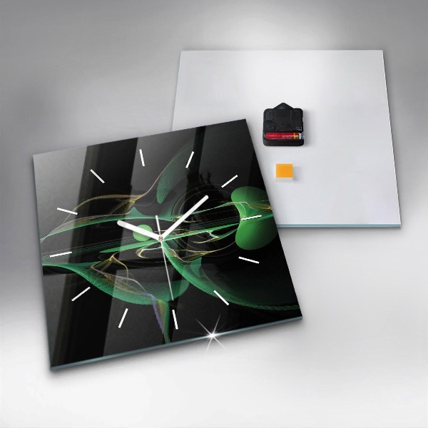 Zegar ścienny kwadratowy Zielona abstrakcja