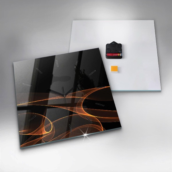 Zegar ścienny kwadratowy Pomarańczowe linie