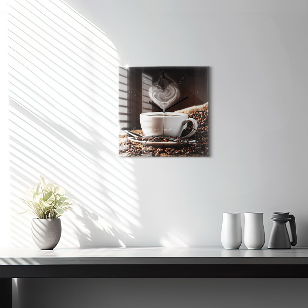 Zegar ścienny kwadratowy Filiżanka kawy