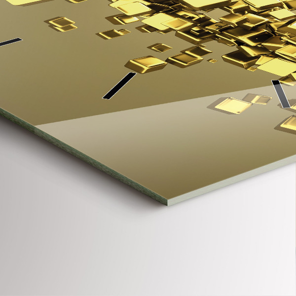 Zegar ścienny kwadratowy Złote kwadraty