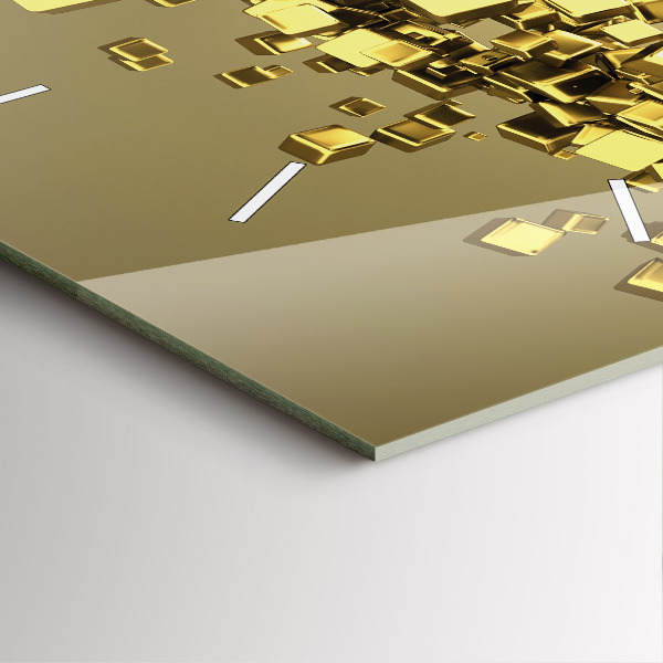 Zegar ścienny kwadratowy Złote kwadraty