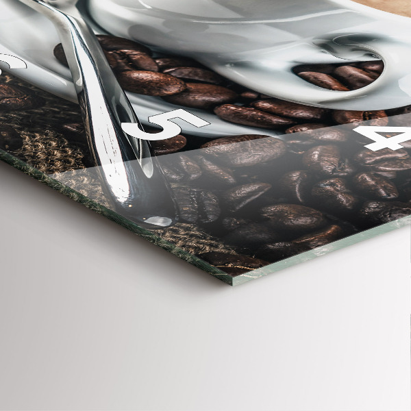 Zegar ścienny kwadratowy Filiżanka i ziarna kawy