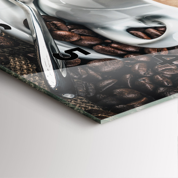 Zegar ścienny kwadratowy Filiżanka i ziarna kawy