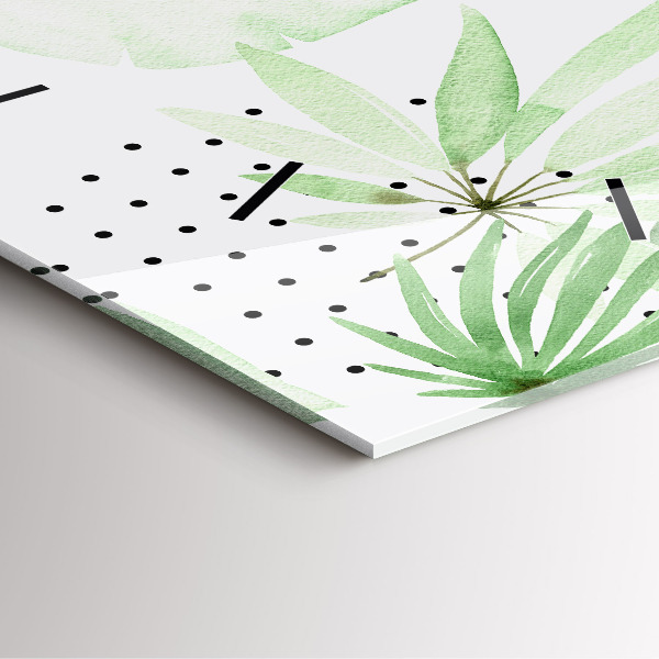 Zegar ścienny kwadratowy Zielone liście