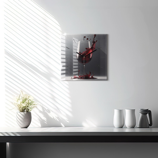 Zegar ścienny kwadratowy Lampka czerwonego wina