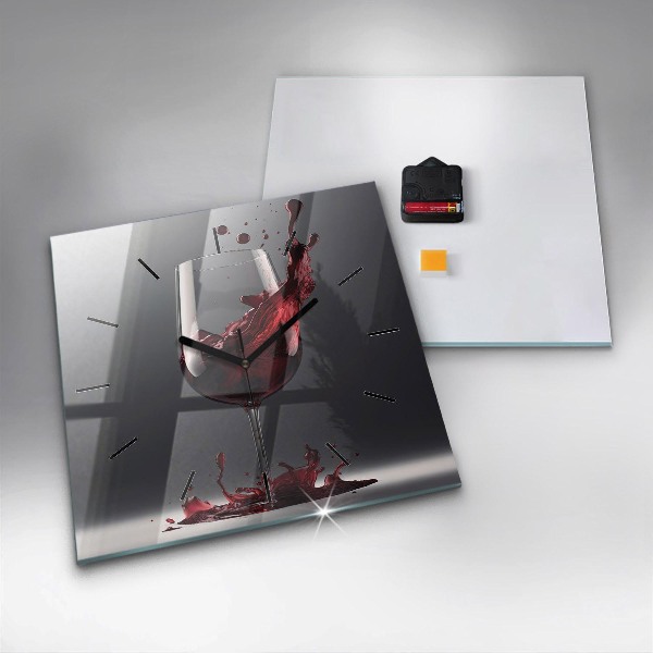 Zegar ścienny kwadratowy Lampka czerwonego wina