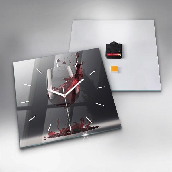 Zegar ścienny kwadratowy Lampka czerwonego wina