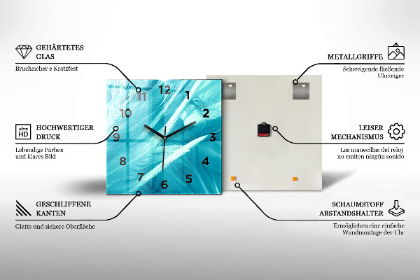 Zegar ścienny kwadratowy Błękitne obłoki