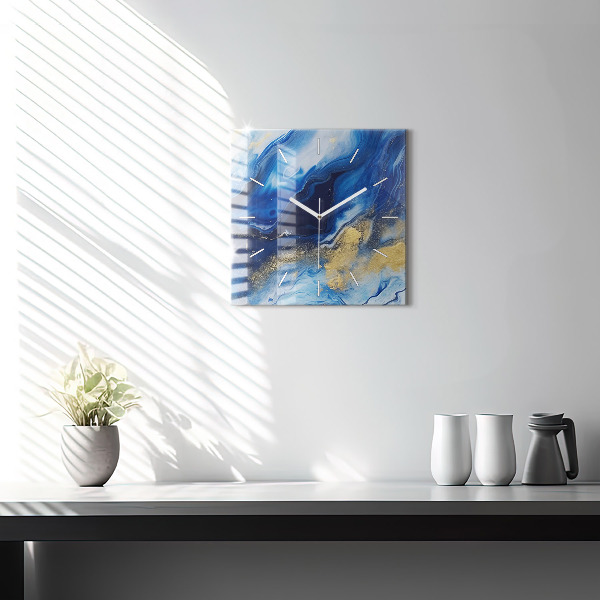 Zegar ścienny kwadratowy Niebieski marmur