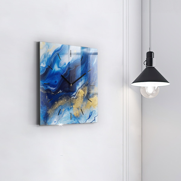 Zegar ścienny kwadratowy Niebieski marmur