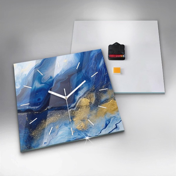 Zegar ścienny kwadratowy Niebieski marmur