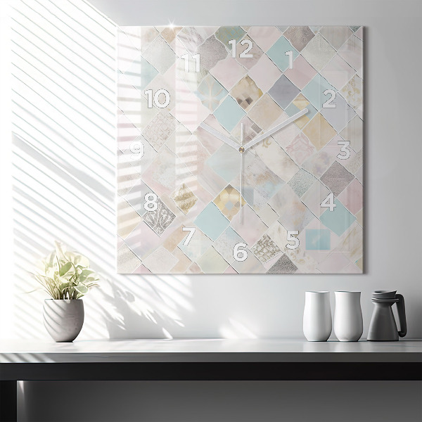 Zegar ścienny kwadratowy Kolorowe płytki