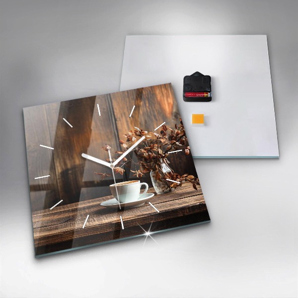 Zegar ścienny kwadratowy Kubek kawy